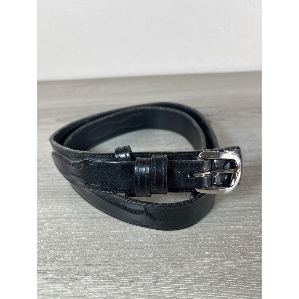 Nocona Belt Co Womens Black Leather Western Belt Made in USA Silver Buckle 32